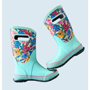 BOGS Kids Youth Waterproof Multi Color Floral Print Rain Boots Sz 2